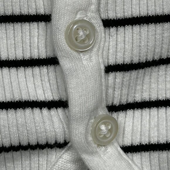 Pact Shirt Womens Small White Black Stripe Henley Ribbed Organic Cotton Top - Picture 4 of 11